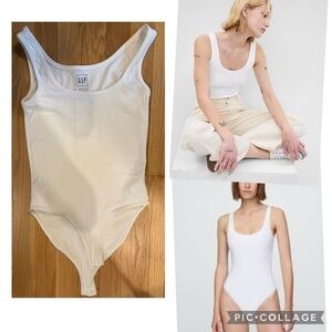 GAP Petite Modern Tank Bodysuit in XS White